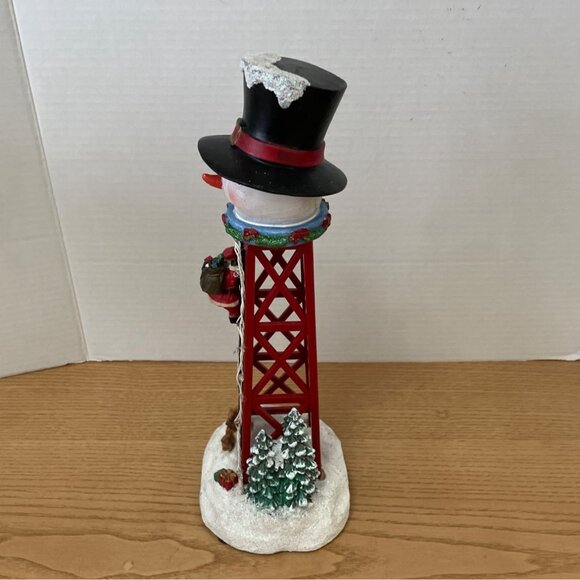 Holiday Time Lighted Snowman Water Tower Christmas Decoration w Santa Animals - Picture 5 of 8